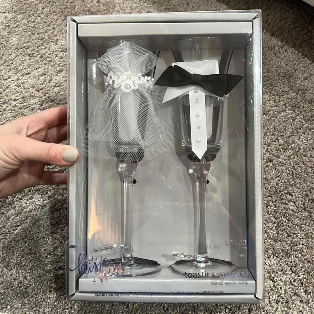 His & Hers Toasting Wedding Champagne Glasses